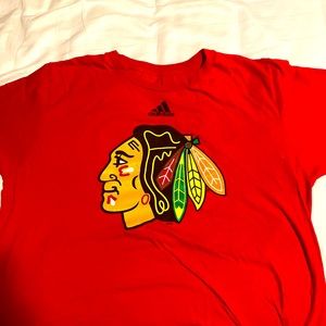 Adidas Blackhawks T-Shirt Red Large